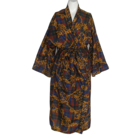 Towncraft Robe, OSFM, Plaid & Lux print, Sash/Belt, VINTAGE, Pockets - Picture 8 of 10